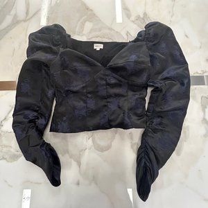 Song of Style Black Blue Leona Puff Sleeve Bustier Corset Top